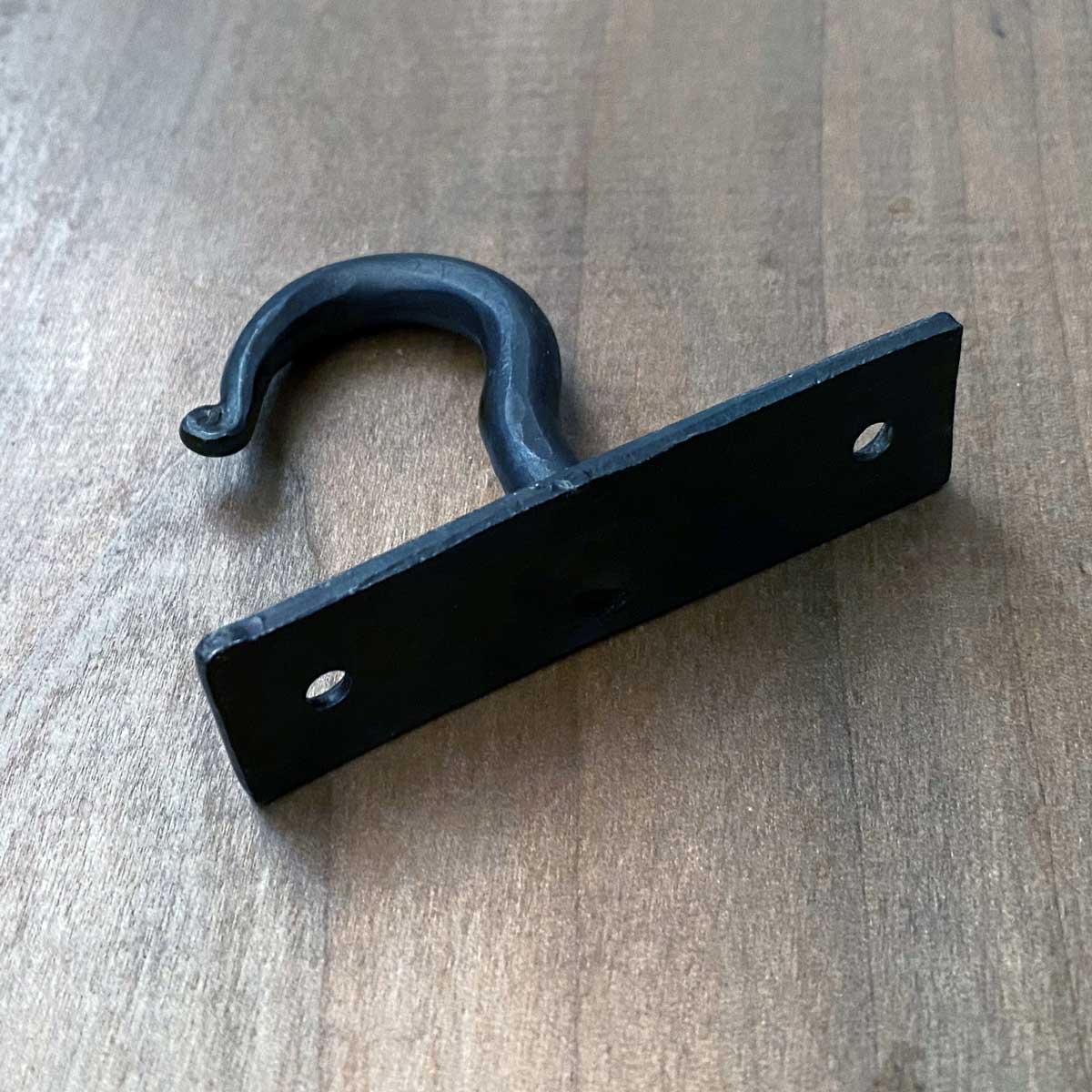 Hand Forged Cup Hook Black Iron Beeswax Finish - Rustic Cabin Style