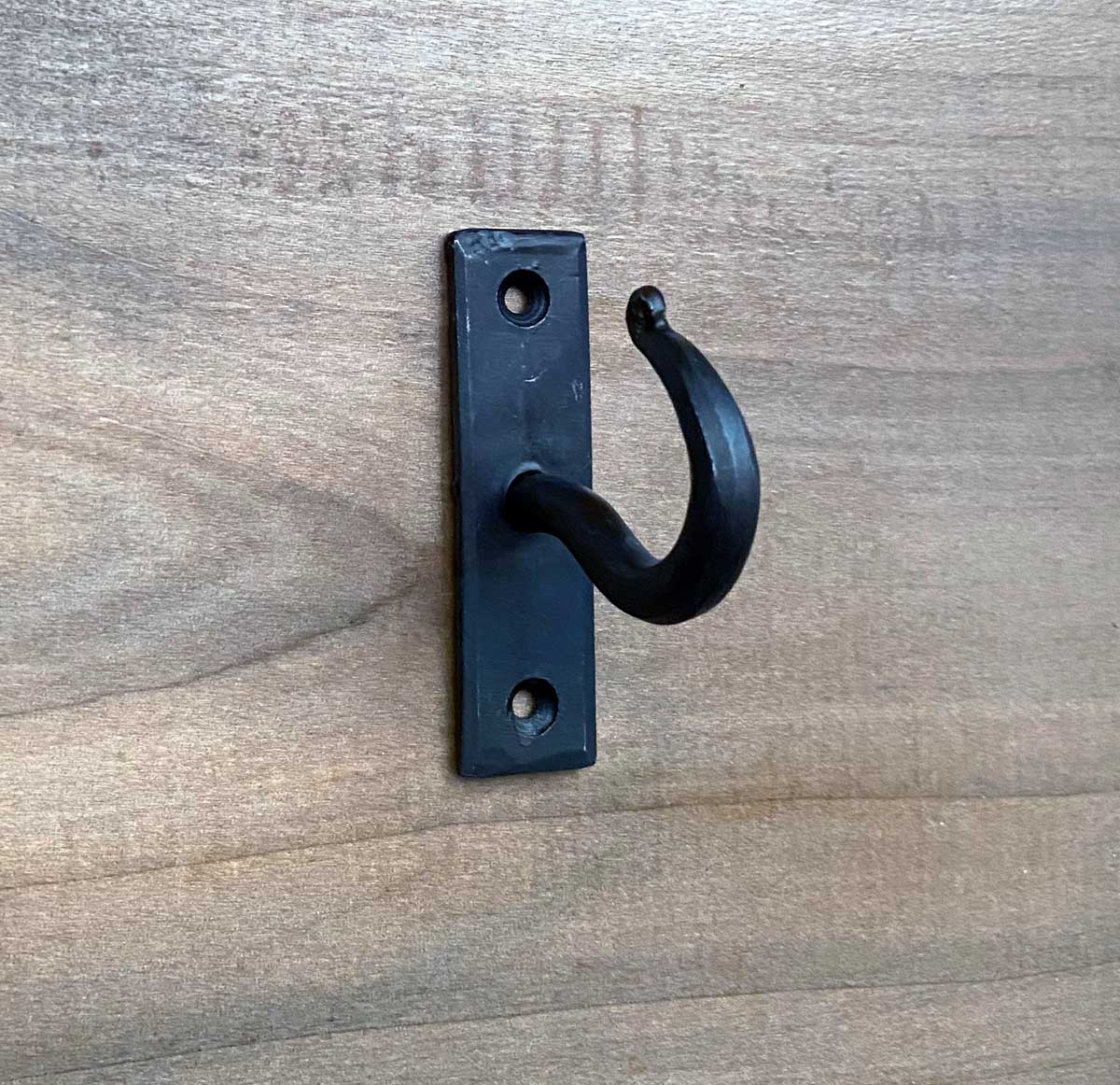 Hand Forged Cup Hook Black Iron Beeswax Finish - Rustic Cabin Style