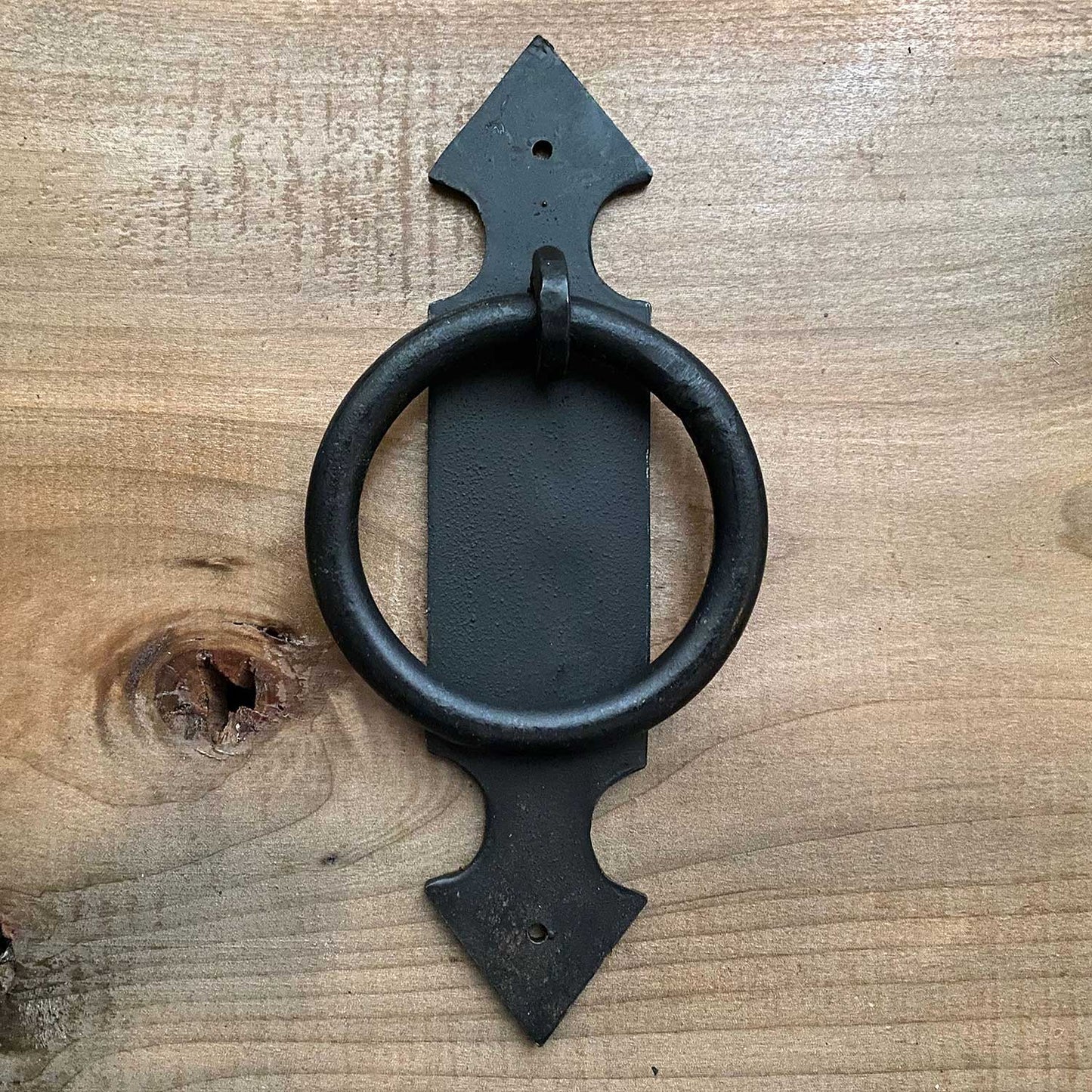 Forged Iron FLeur De Lys / Pointed Arrow Door Knocker Black Wax