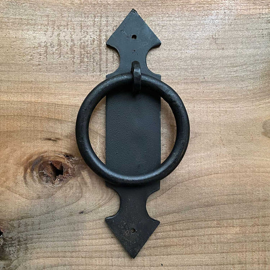 Forged Iron FLeur De Lys / Pointed Arrow Door Knocker Black Wax