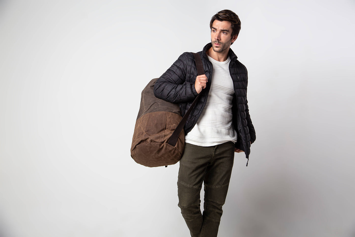 Waxed Canvas Shoulder Canvas Bag - Utility / Military Style