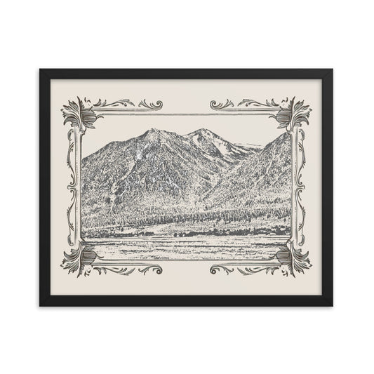 Framed Vintage Style Poster Jobs Peak, Nevada 16 x 20 Inches