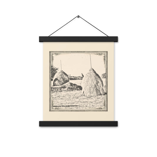 Western Style Haystacks Poster with Hangers 11 x 14 Inches