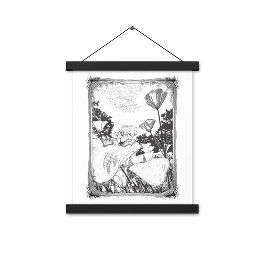Vintage Style Poppies Poster 11 x 14 Inches with Wood Hangers