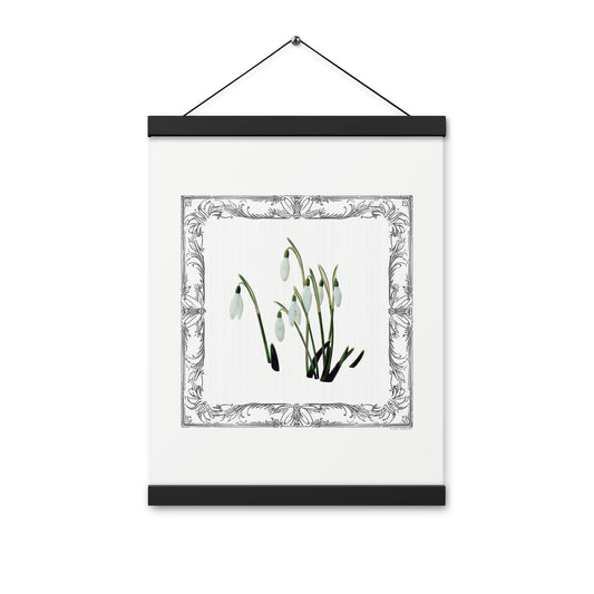 Snowdrop Poster with Hangers 12 x 16 Inches Light Colors