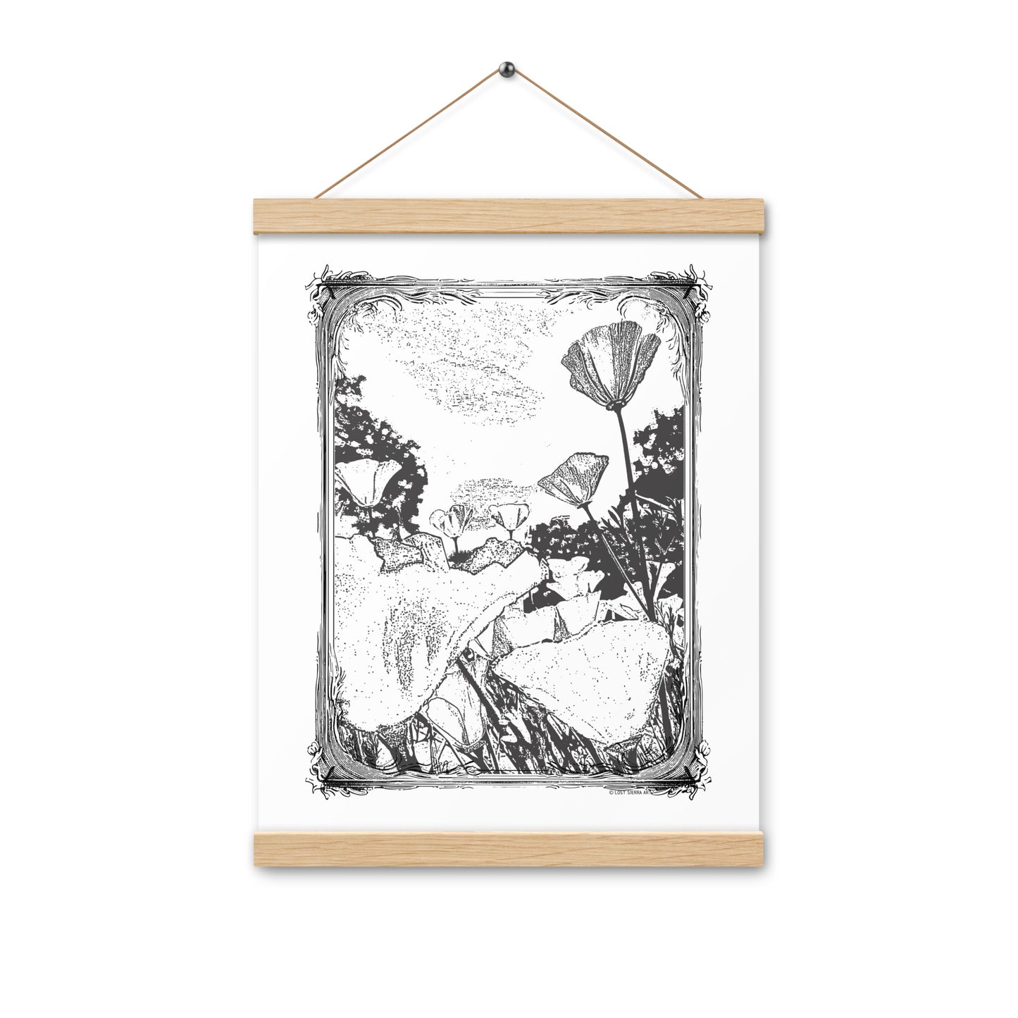 Two Tone Poppies Poster, 12 x 16 Inches Matte Paper With Hangers