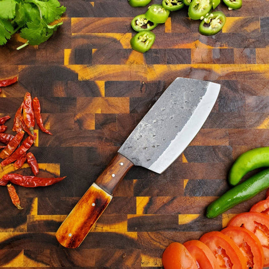 Handmade Carbon Steel Cleaver Knife for Kitchen & Outdoor use by Titan International Knives TC-038