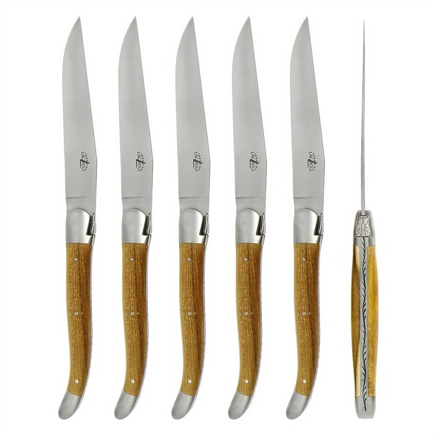 Forge de Laguiole 6 Piece Steak Knife Set - Pistachio Wood Satin Finish