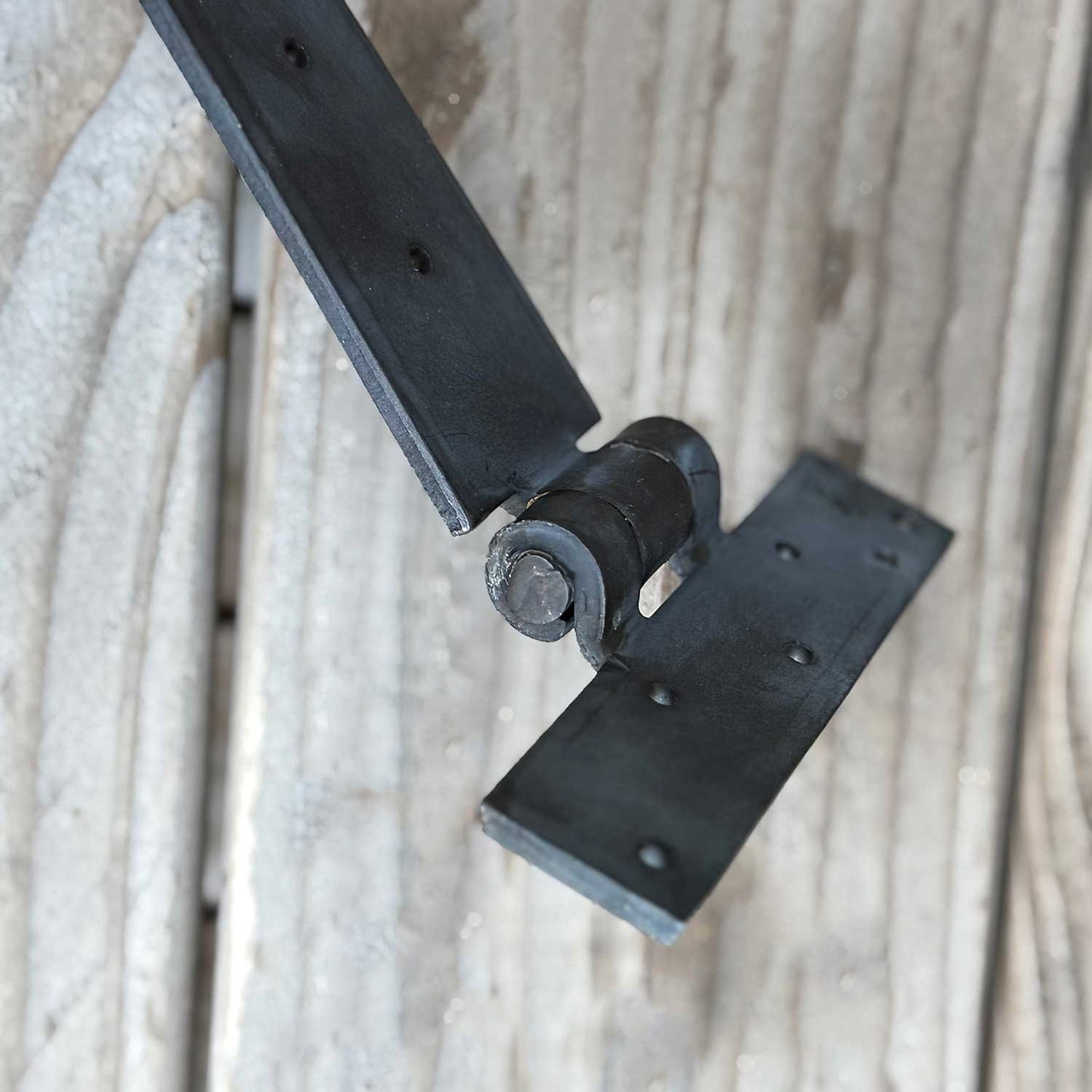 Forged 15 Inch Strap Hinge with Round Penny End Tip - Thicker, 3/8 Inch Steel