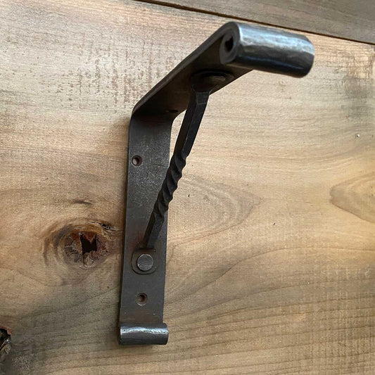 Forged Corner Shelf Bracket with Natural Blacksmith Finish - Iron. 6x6 Inches