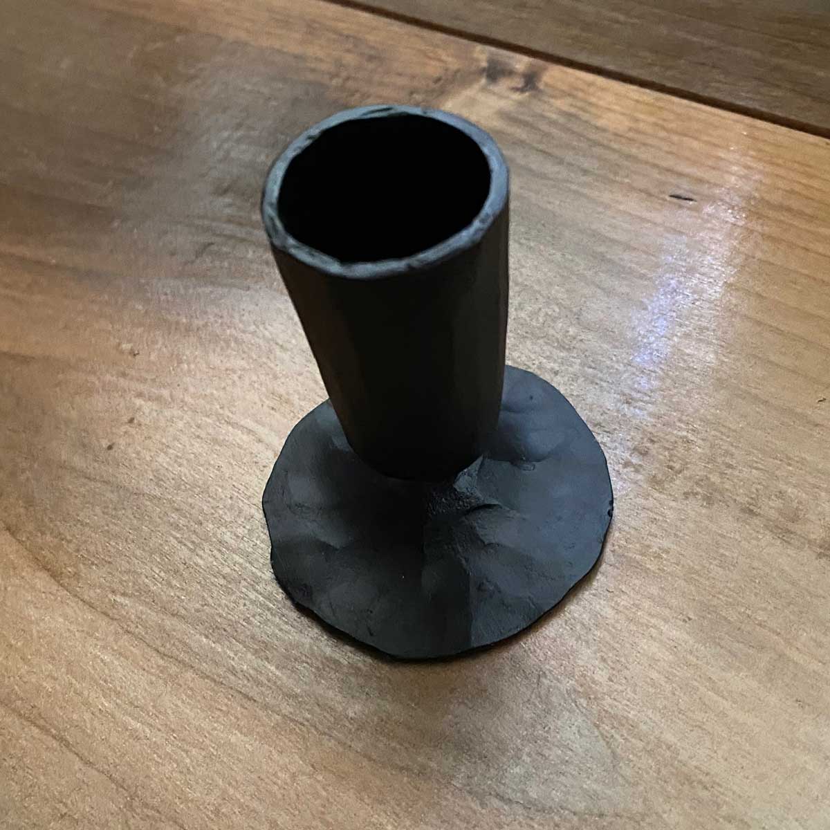 Simple Forged Iron Candlestick Holder Black