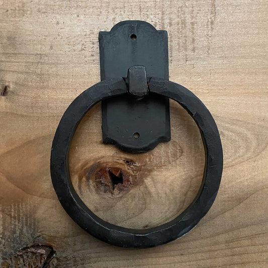 Forged Ring Door Knocker / Pull With Traditional Blacksmith Wax Finish