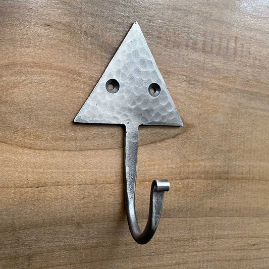 Forged Hammered Triangle Hook With Silver Pewter Finish