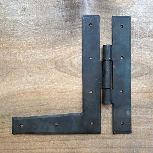 Rustic Forged L Hinge - 7 Inches with Traditional Beeswax Blacksmith Finish, Left-Hand