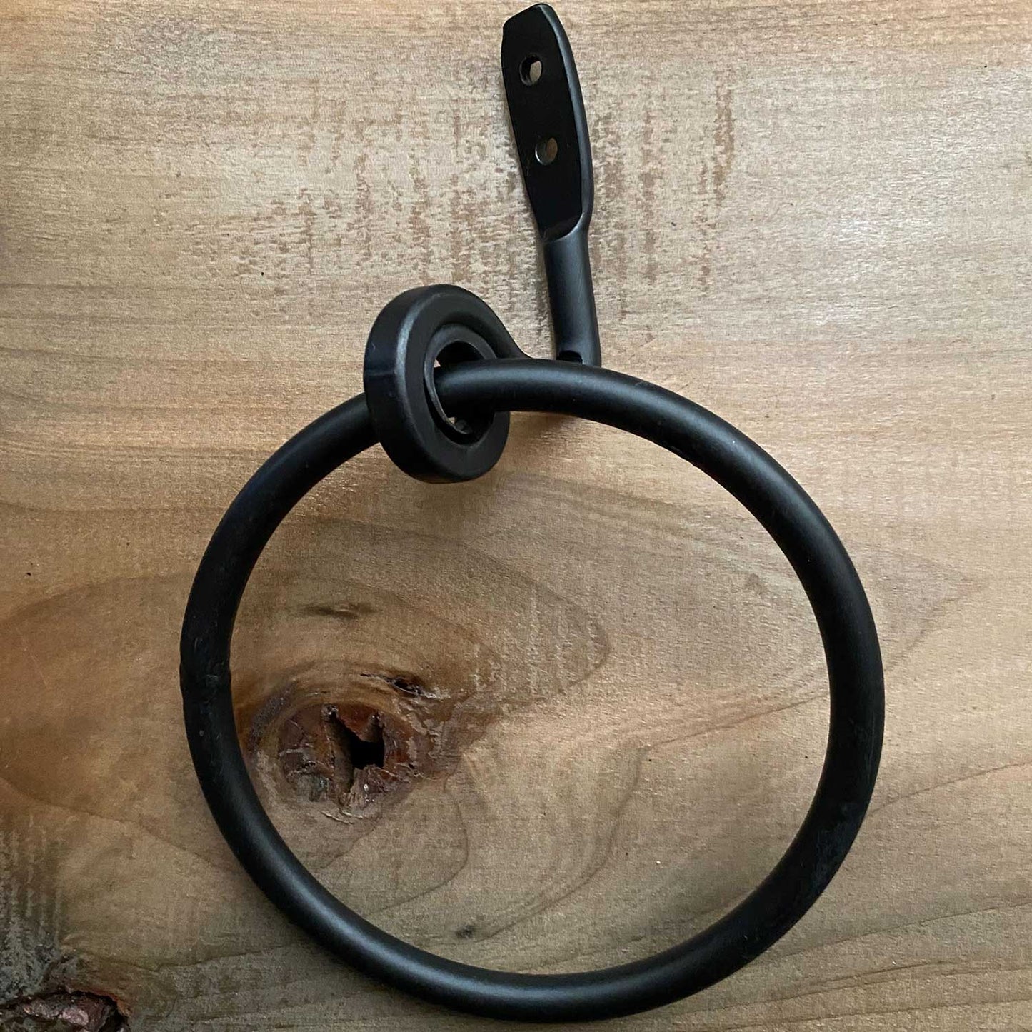 The Towel Ring - Black Wrought Iron Towel Hanger