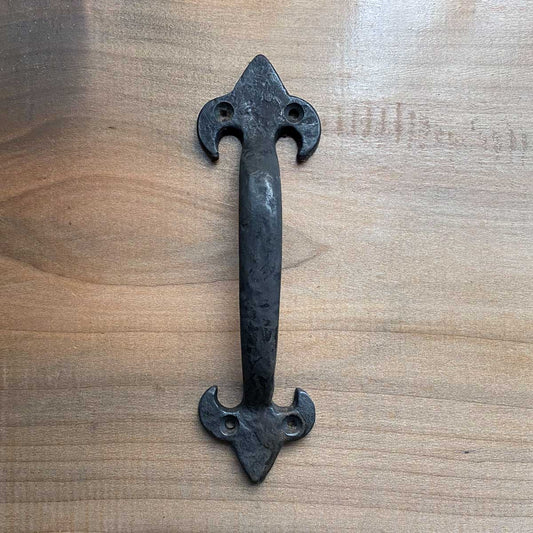 Iron Pull Handle 7 Inch With Beeswax Finish / Fleur-De-Lis