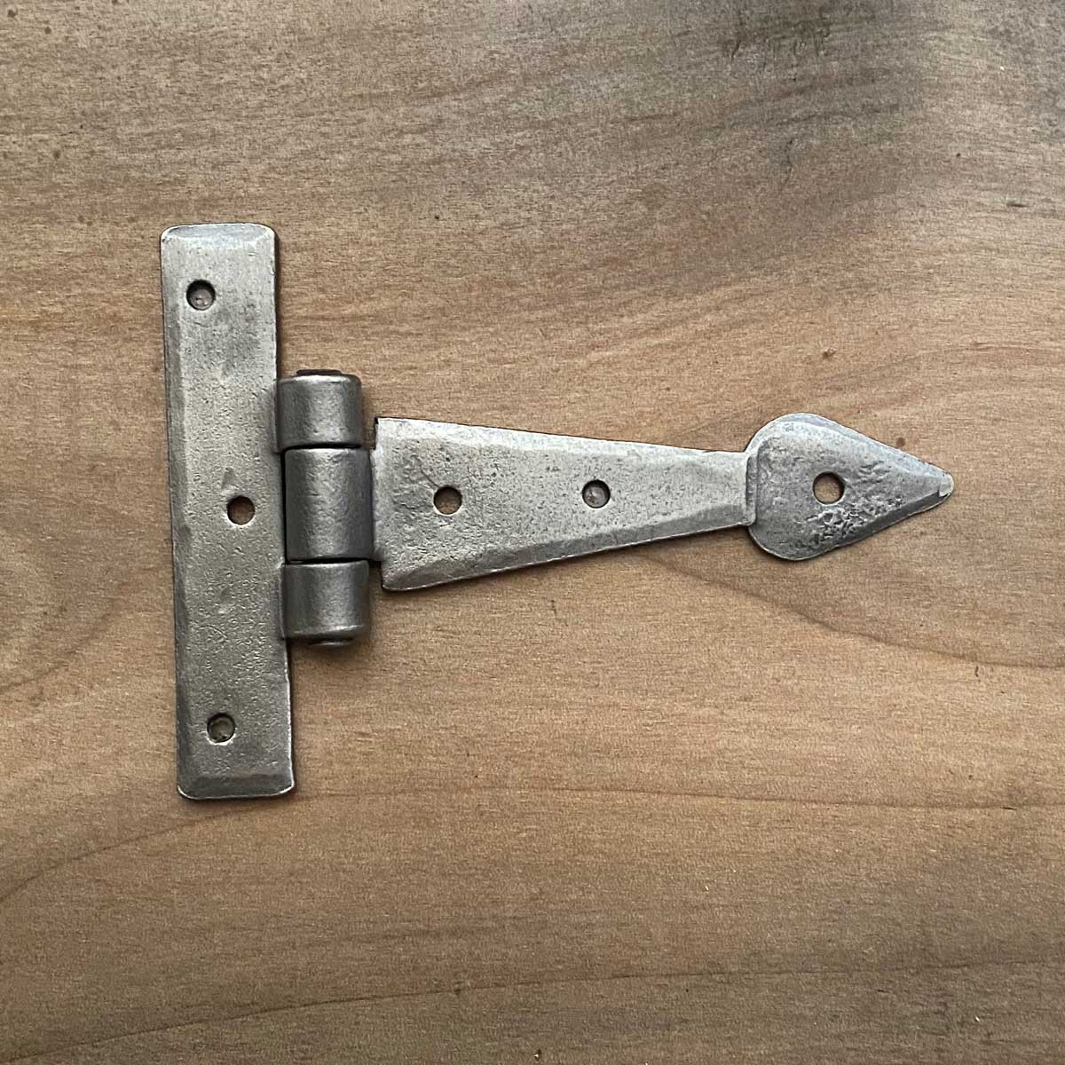 Small Forged Hinge for Cabinets, Small Doors, Furniture in Silver / Pewter Finish - 4 Inch