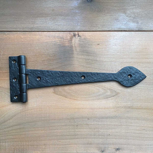 Cast Iron Strap Style Hinge - 12.5 Inches Black With Hammered Texture