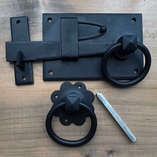 Rustic Style Turning Gate Latch Left Hand Black Finish