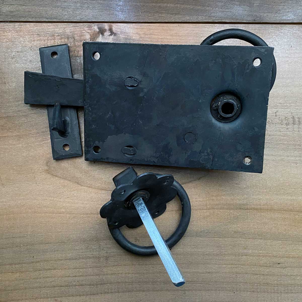 Rustic Turning Cottage Latch with Beeswax Finish Left Hand