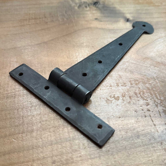 Small Hand Forged T Hinge for Small Doors / Cabinets - 6 Inch Round Penny End
