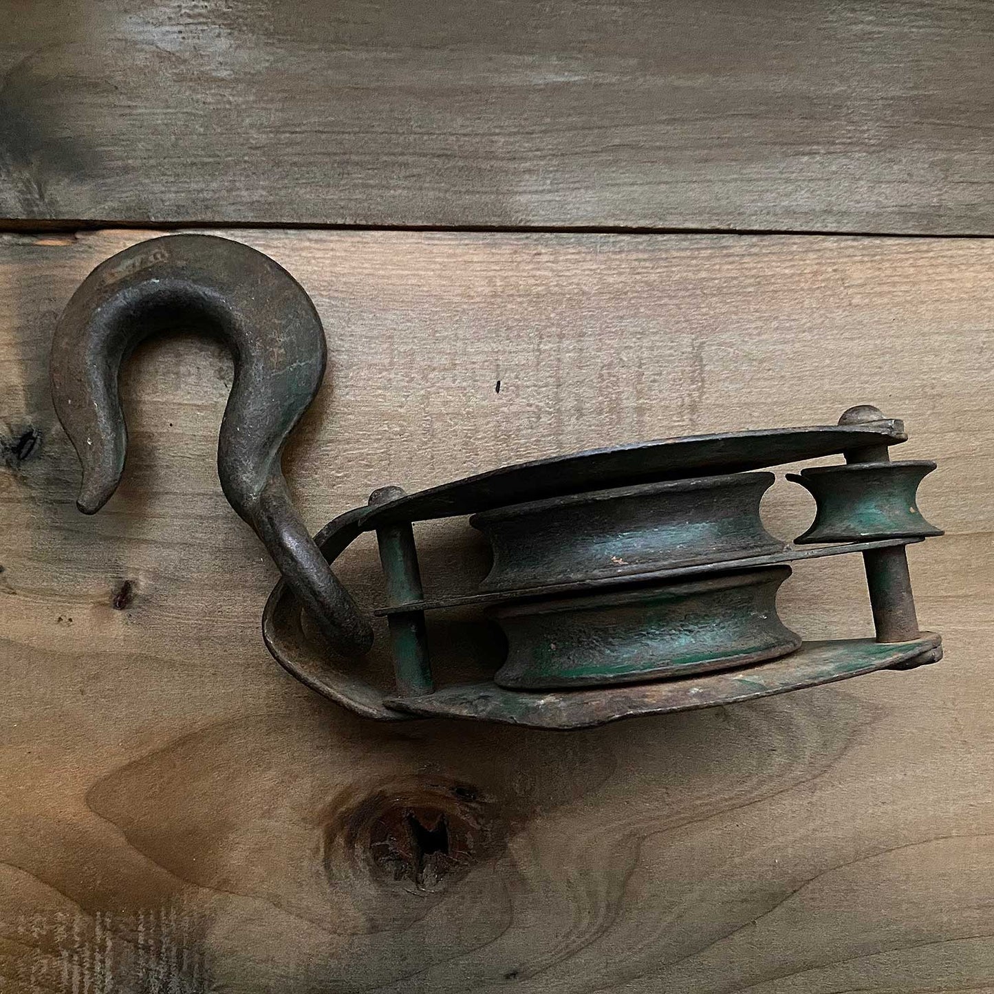 Green Rustic Antique / Vintage Pulley 12 Inches