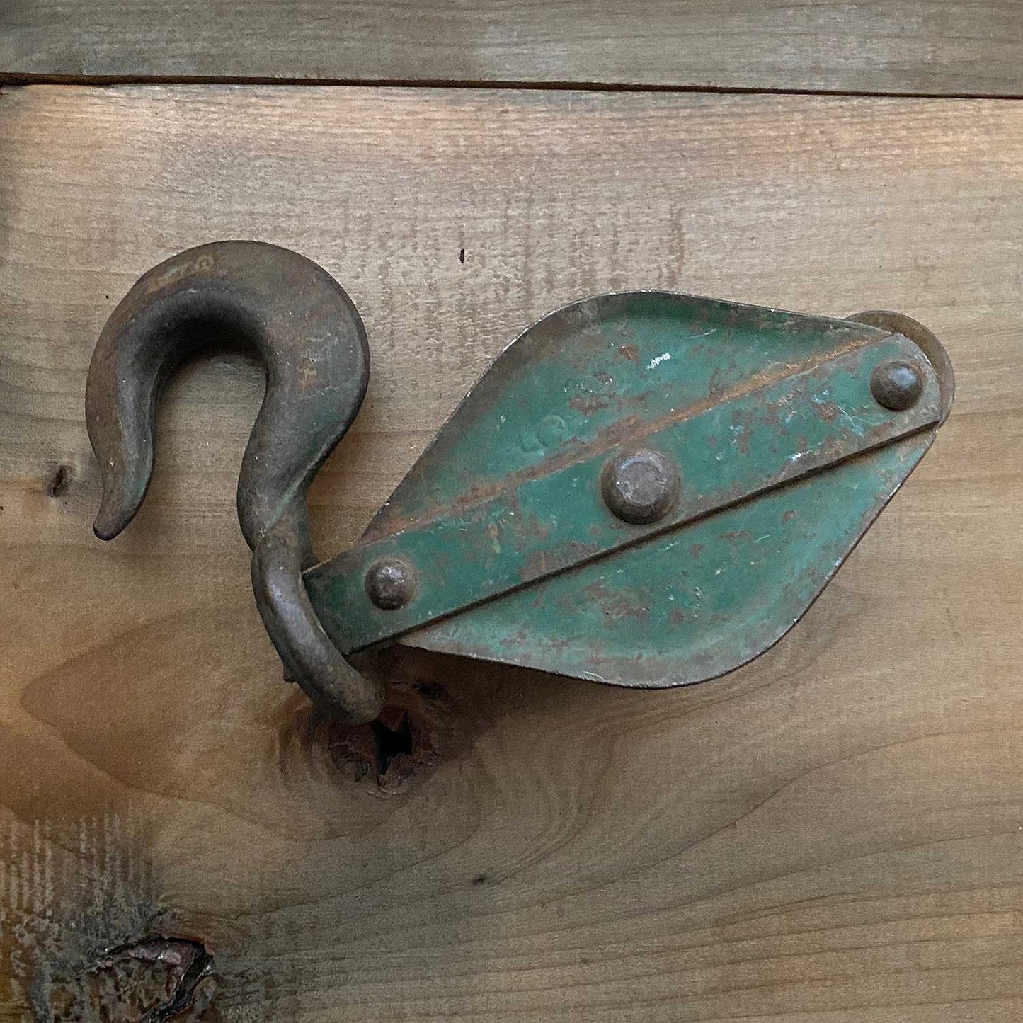 Green Rustic Antique / Vintage Pulley 12 Inches