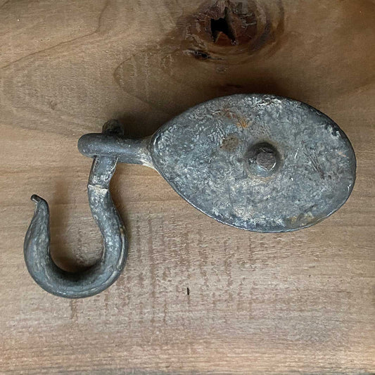 Small Metal Grey Tone Pulley Block Vintage / Antique 7 Inches