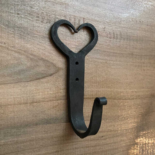 Forged Iron Heart  Hook - Beeswax Finish - 5 Inch