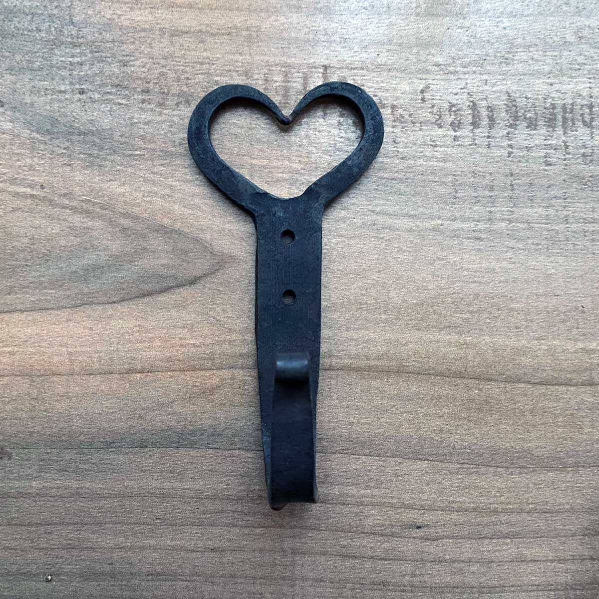 Forged Iron Heart  Hook - Beeswax Finish - 5 Inch