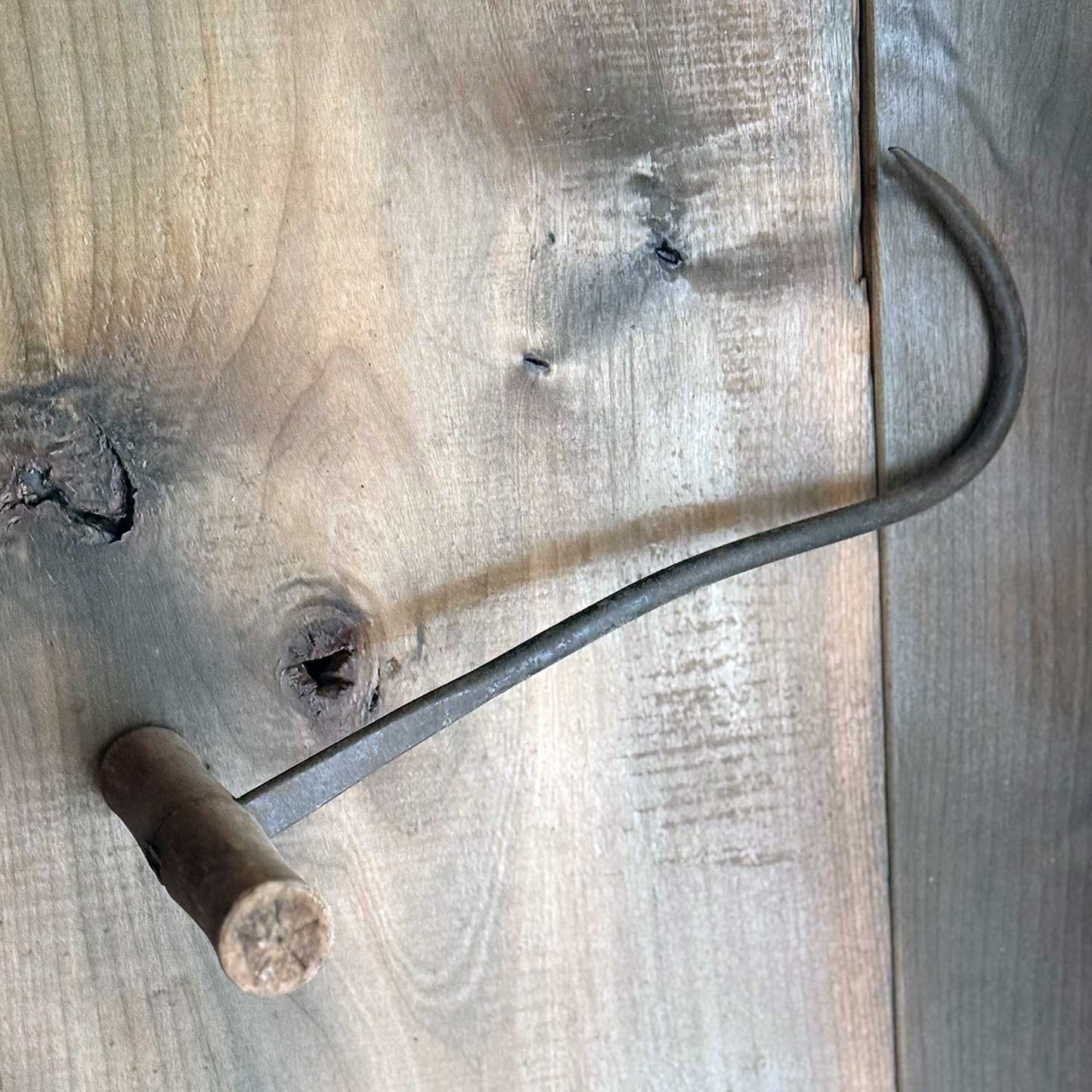 Vintage Rustic Hay Hook with Wood Handle
