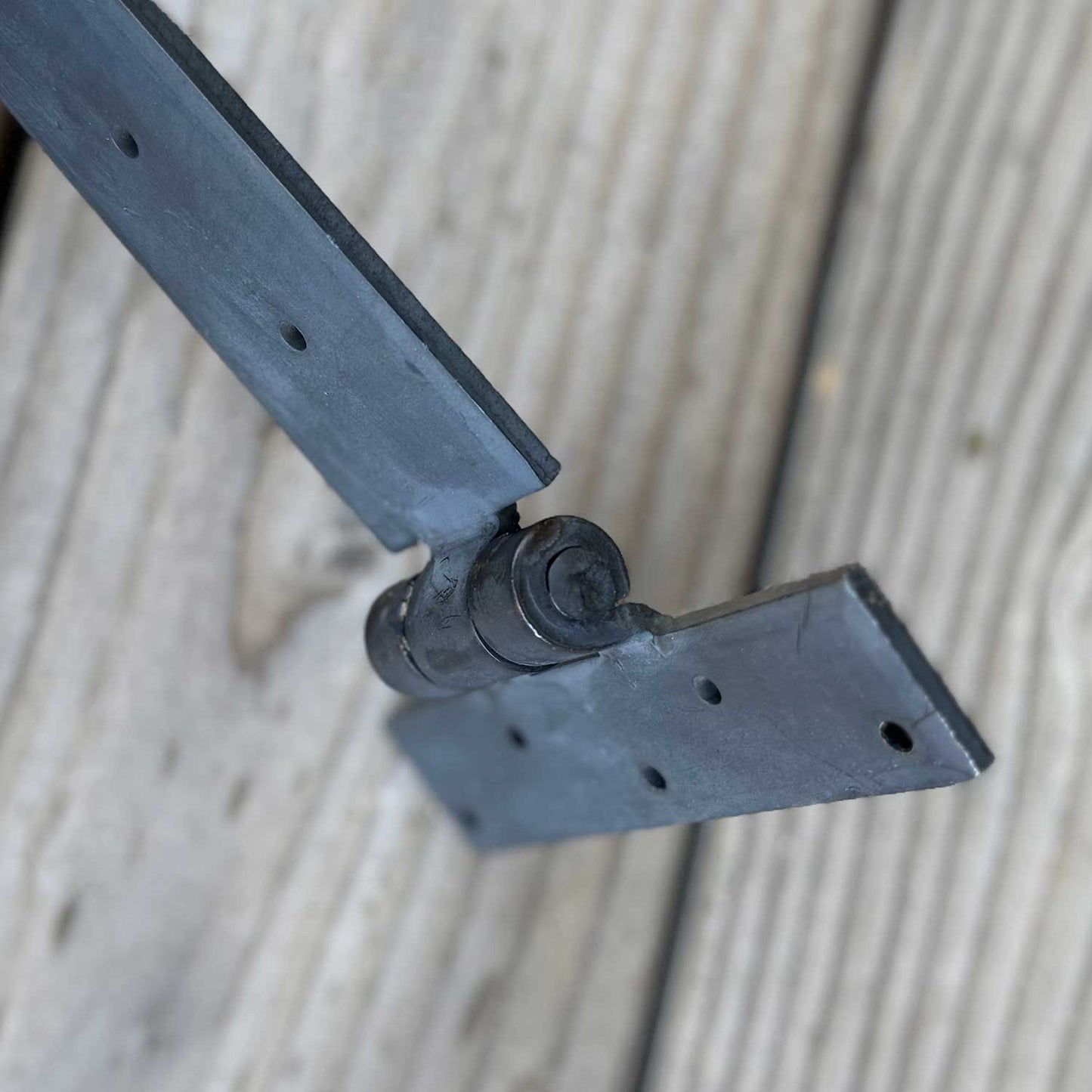 Blacksmith Forged 18 Inch Strap Hinge Traditional Round Penny End Tip - Thicker 3/8 Inch