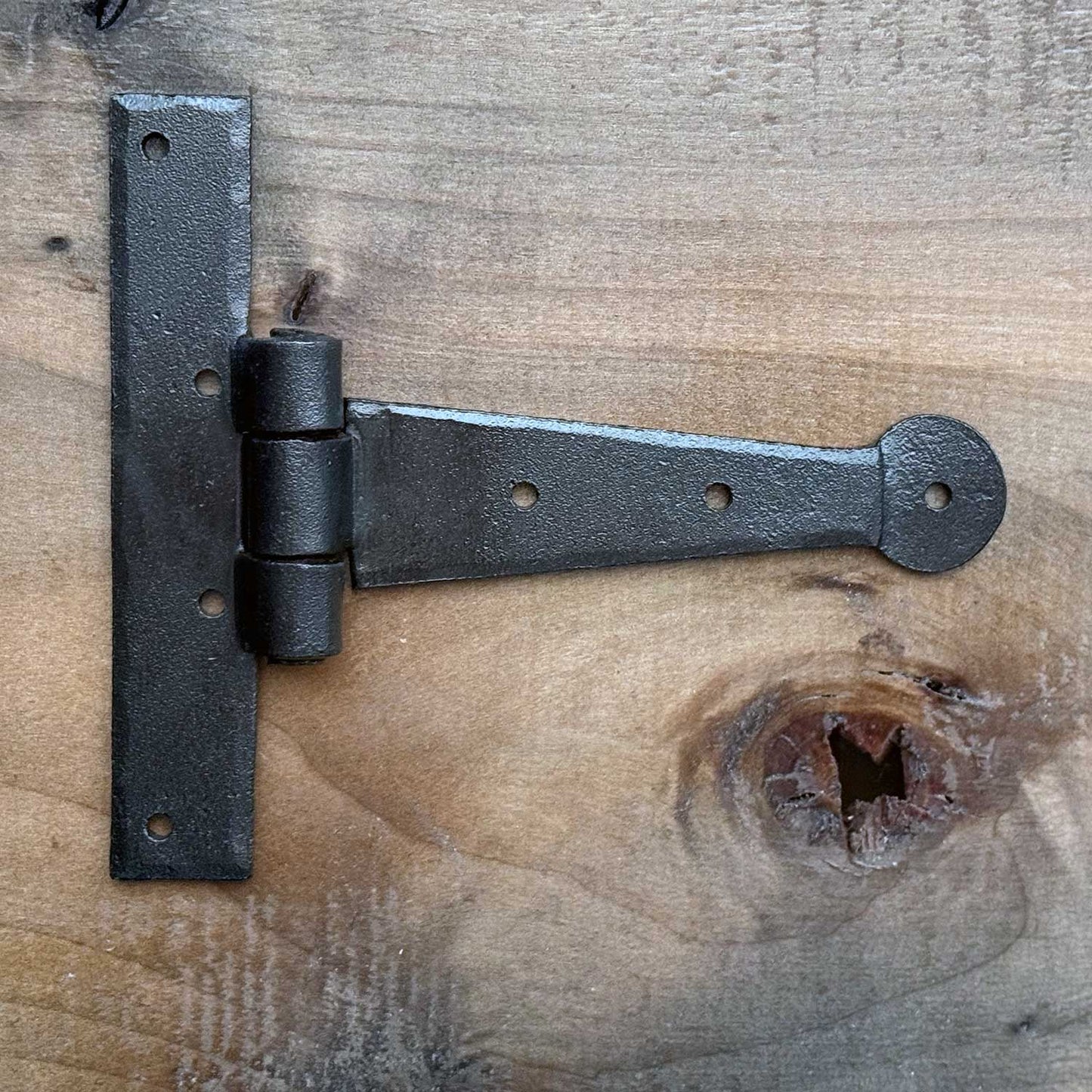 Hand Forged T Hinge For Cabinets and Small Doors With Iron Black Finish - 5.75 x 4.5 Inches
