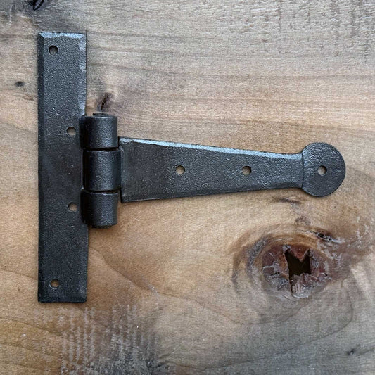 Hand Forged T Hinge For Cabinets and Small Doors With Iron Black Finish - 5.75 x 4.5 Inches