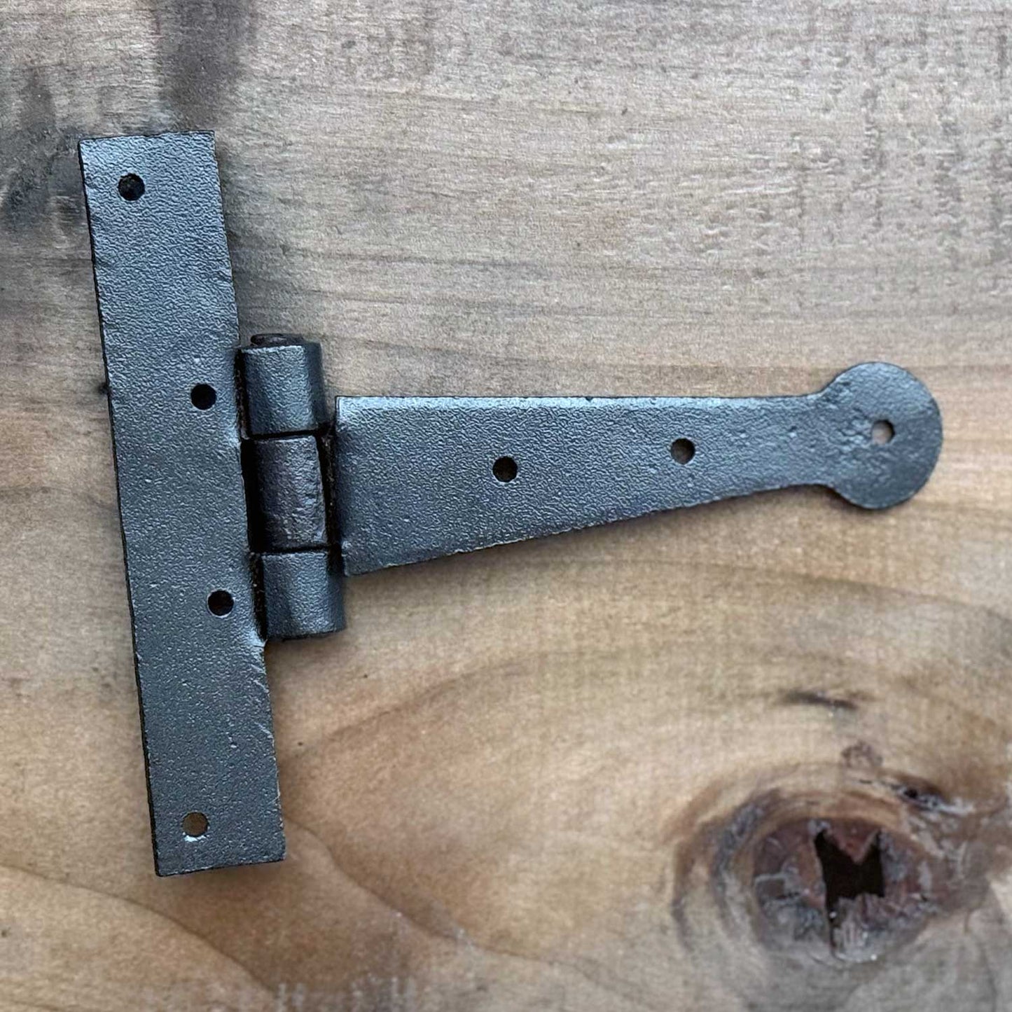 Hand Forged T Hinge For Cabinets and Small Doors With Iron Black Finish - 5.75 x 4.5 Inches