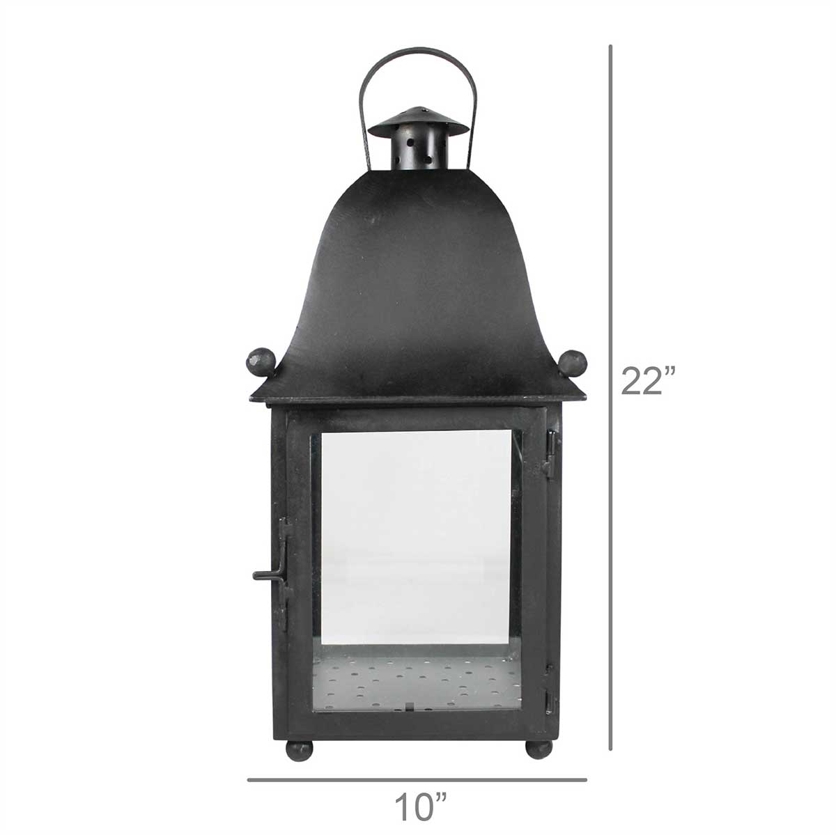 San Juan Lantern - Black Hanging Lantern Iron / Glass