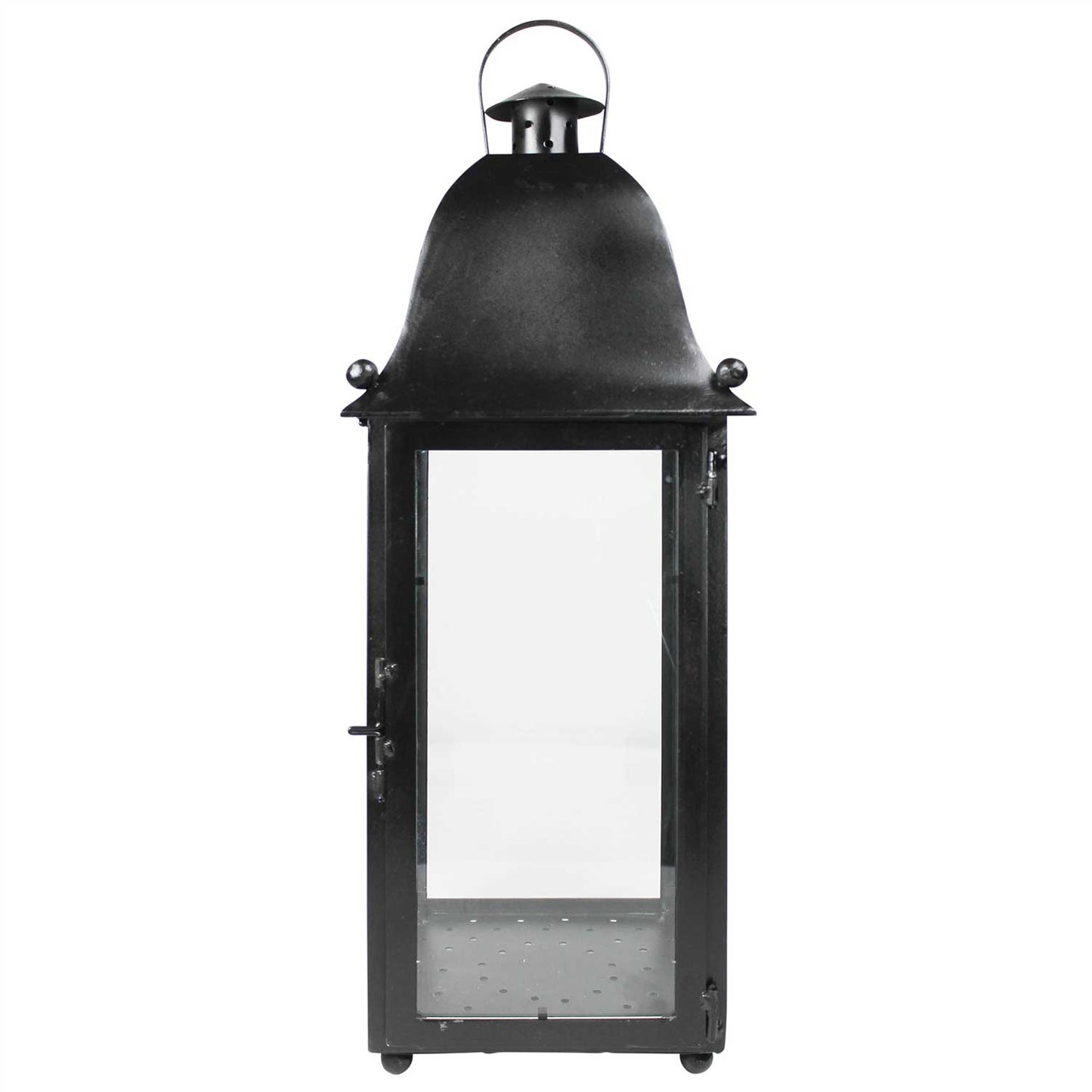 San Juan Lantern Grande - Black Large Iron and Glass Hanging Lantern - HomArt