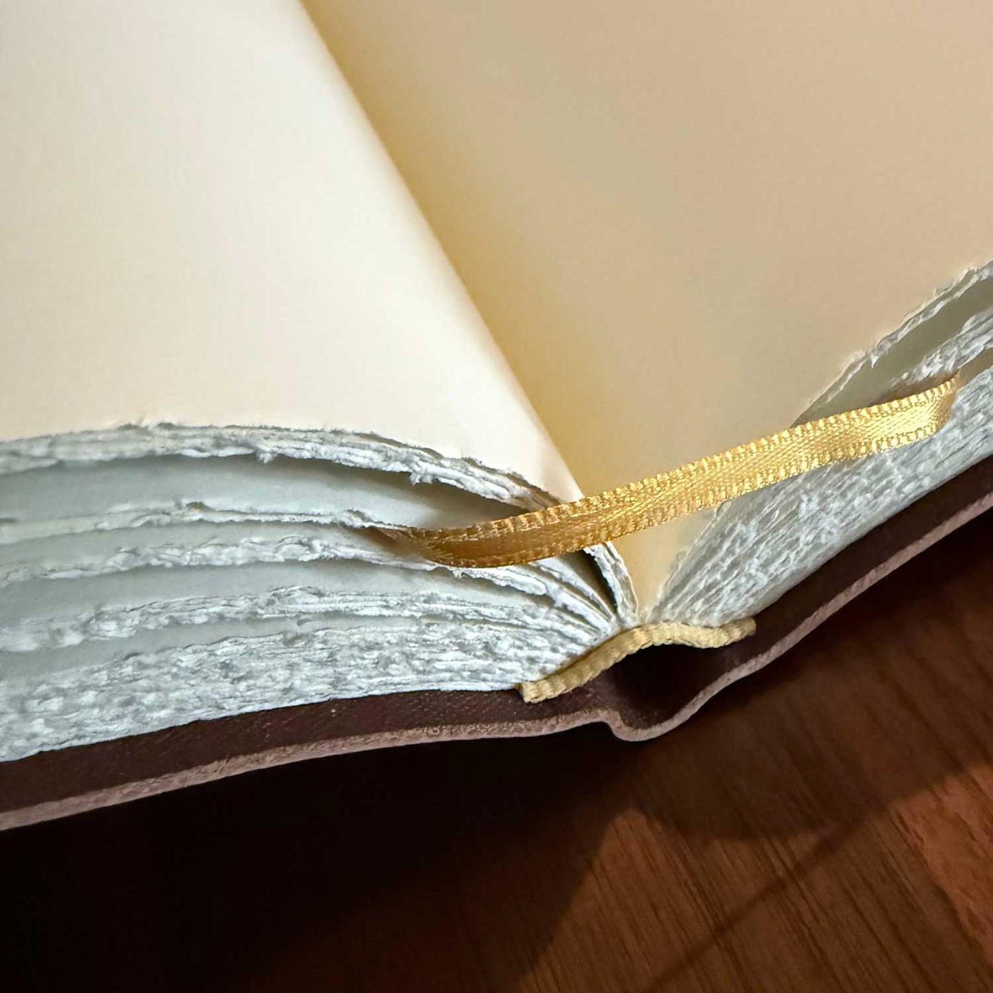 Italian Handmade Brown Leather Journal Unlined Hand-Cut Paper 7 x 10 Inches