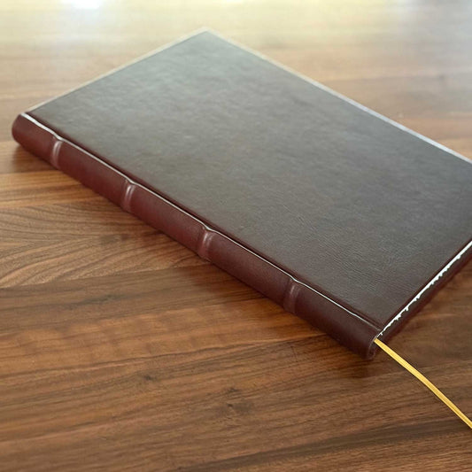 Large Handbound Old Book Style Journal - Hand Cut Pages Unlined 10 x 14 Inches