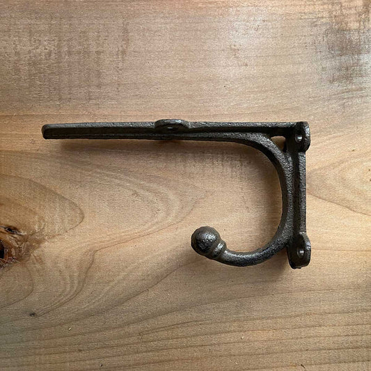 Shelf Bracket With Hook Cast Iron Small 6 Inch