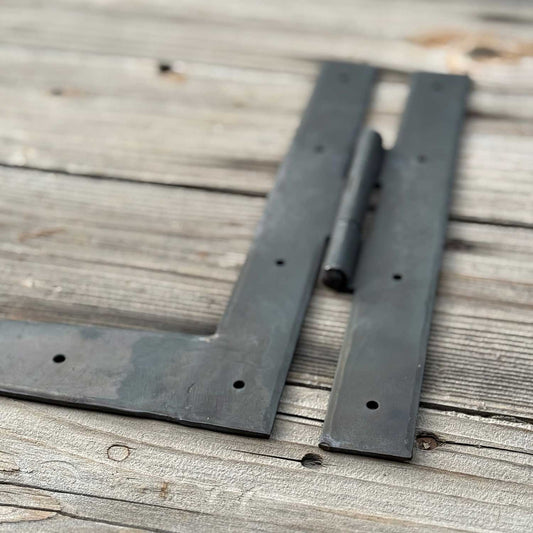 Forged Blacksmith Wax Finish L Hinge 12 Inch - Left Hand