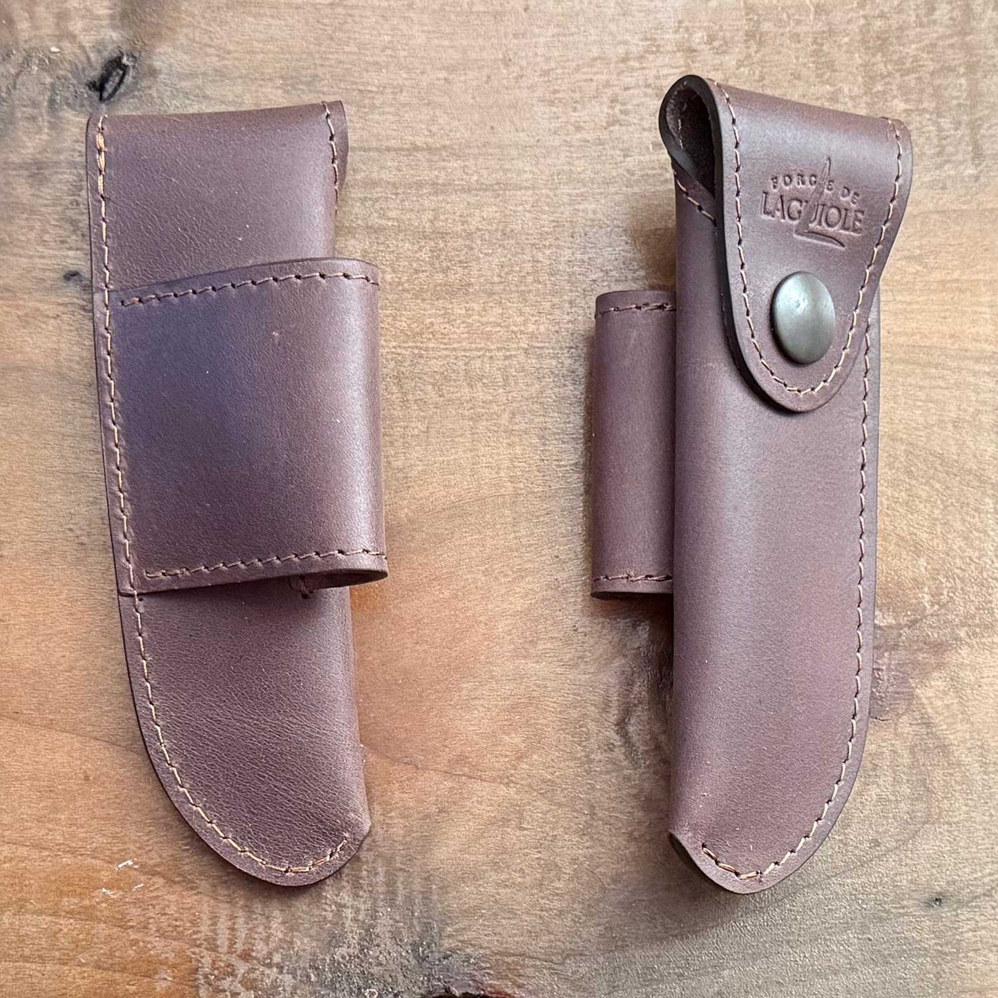 Forge de Laguiole Brown Leather Sheath for Up to 12cm Pocket Knives