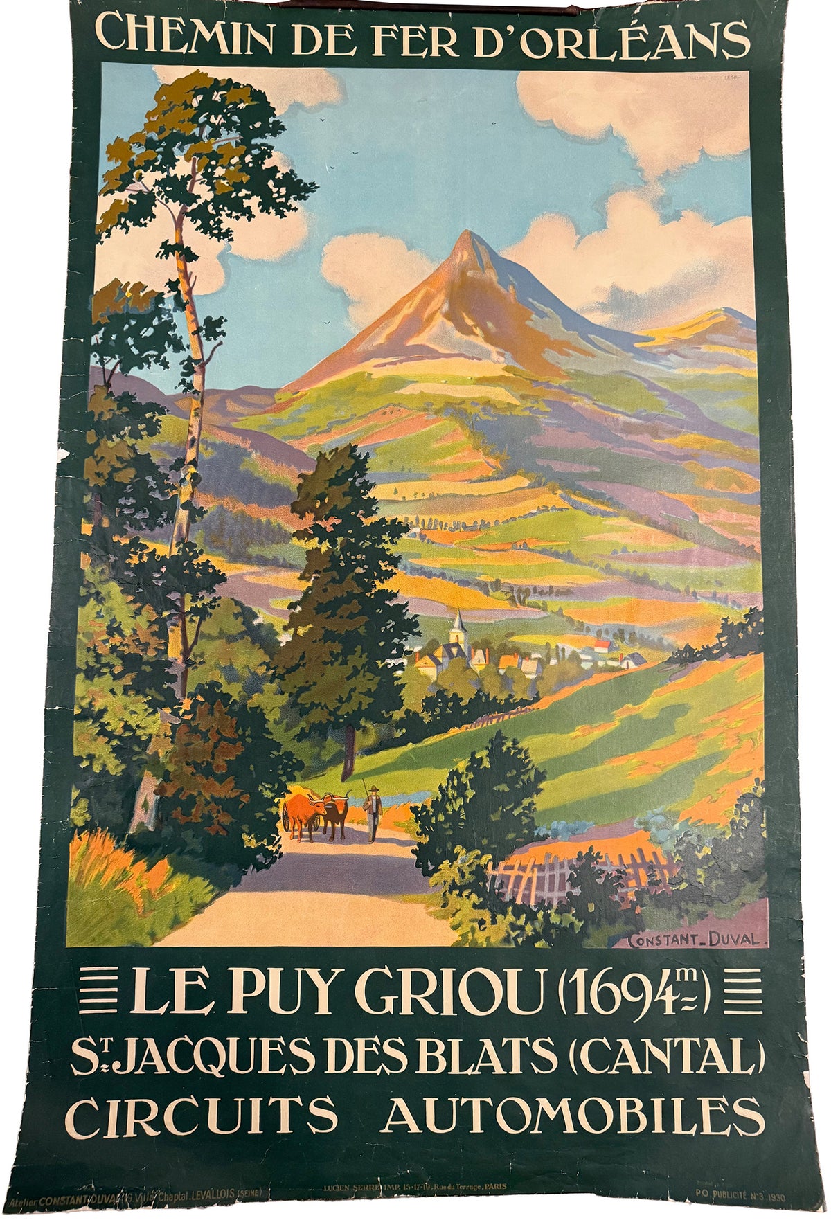 Chemins de Fer D'Orleans Original Travel Poster - Le Puy Griou by Constant Duval, 1930