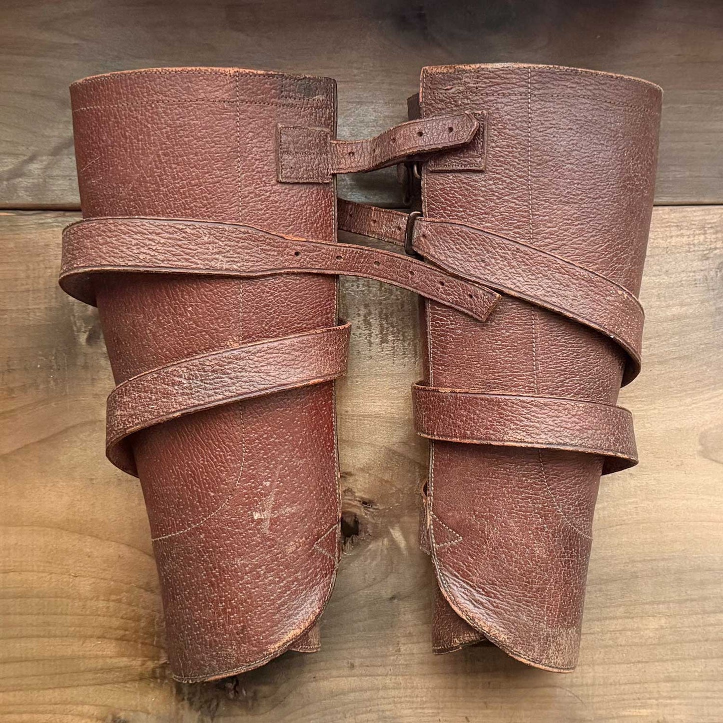 Vintage Light Horse Leather Gaiters / Leggings Stohwasser Pattern