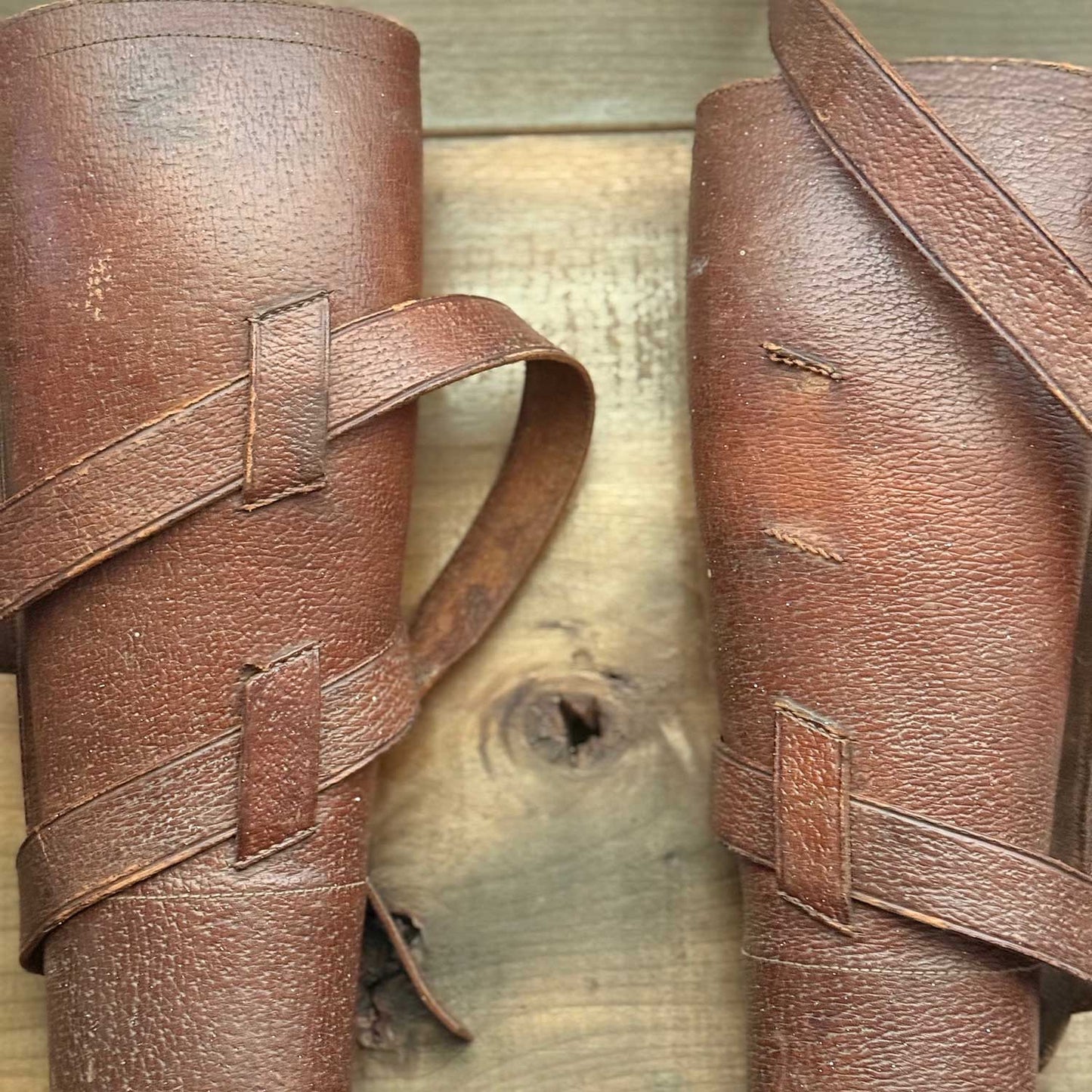 Vintage Light Horse Leather Gaiters / Leggings Stohwasser Pattern