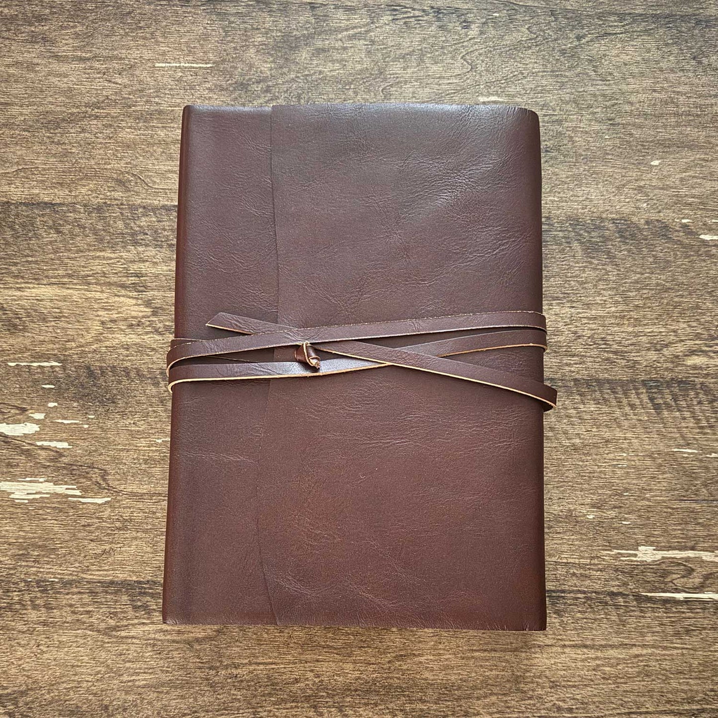 Italian Handmade Brown Leather Journal Unlined Hand-Cut Paper 7 x 10 Inches
