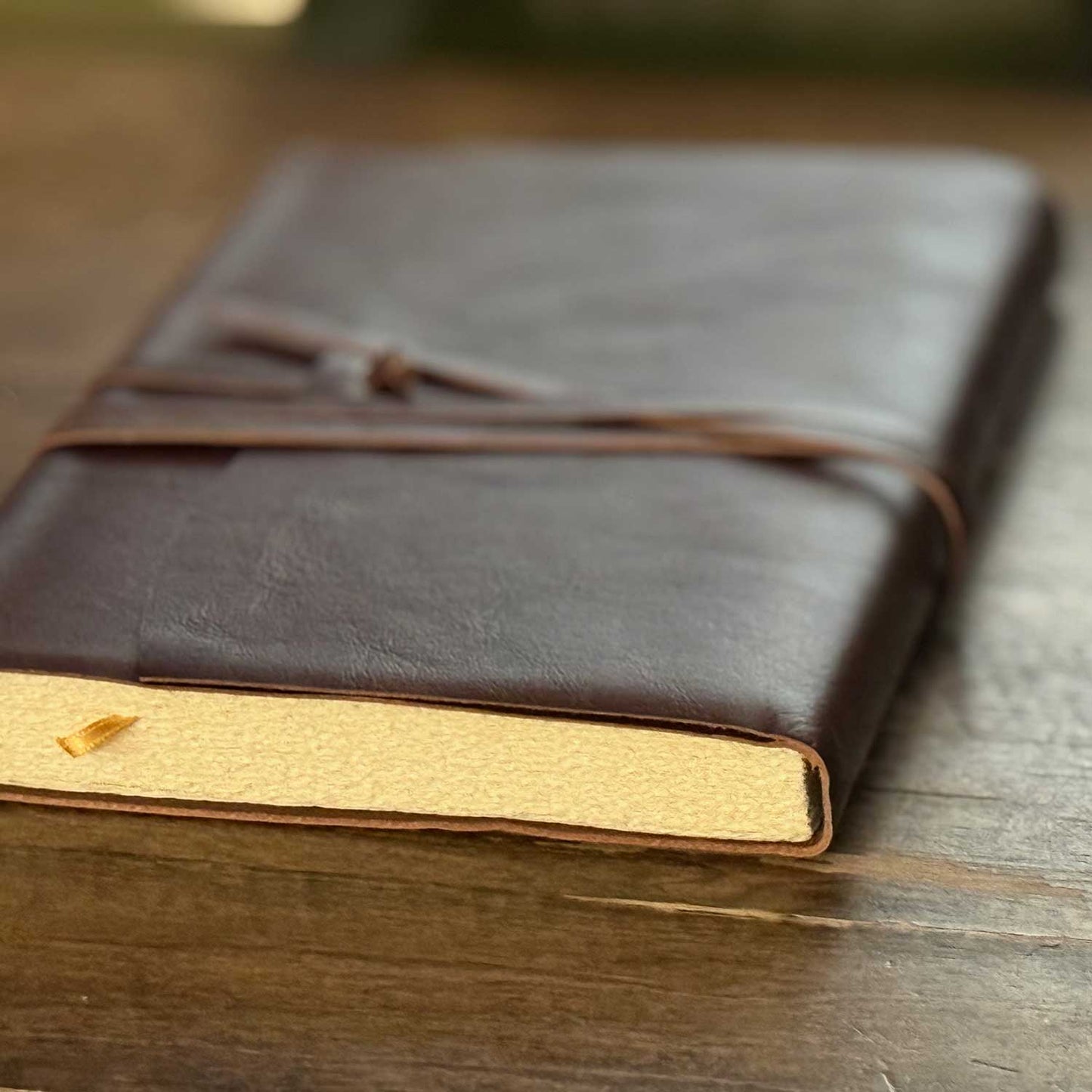 Italian Handmade Brown Leather Journal Unlined Hand-Cut Paper 7 x 10 Inches