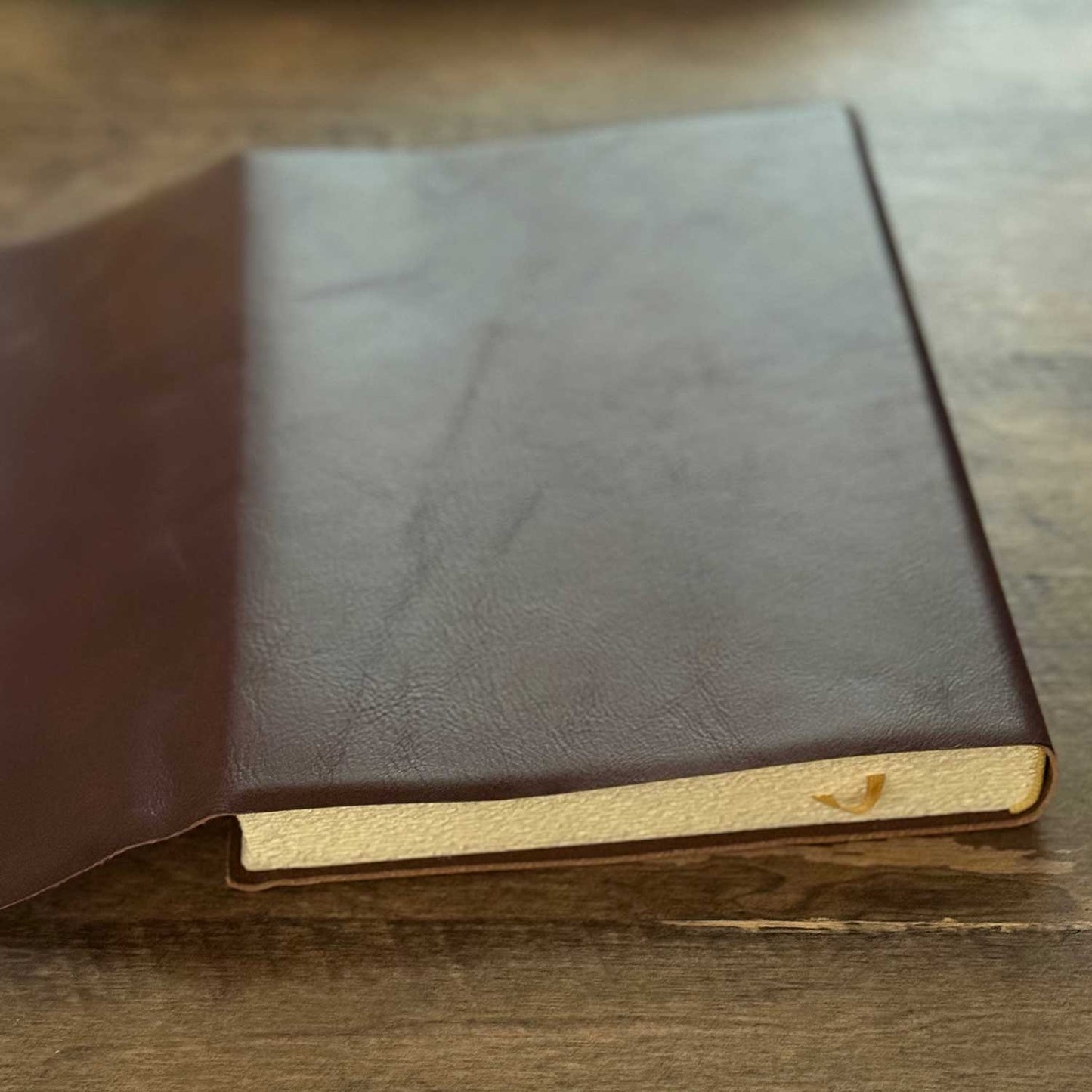 Italian Handmade Brown Leather Journal Unlined Hand-Cut Paper 7 x 10 Inches