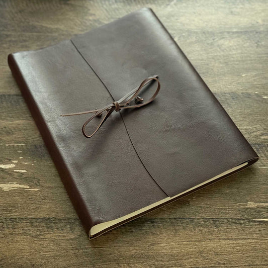 Brown Leather Photo Album with 30 Thick Card Paper Leaves / Pages