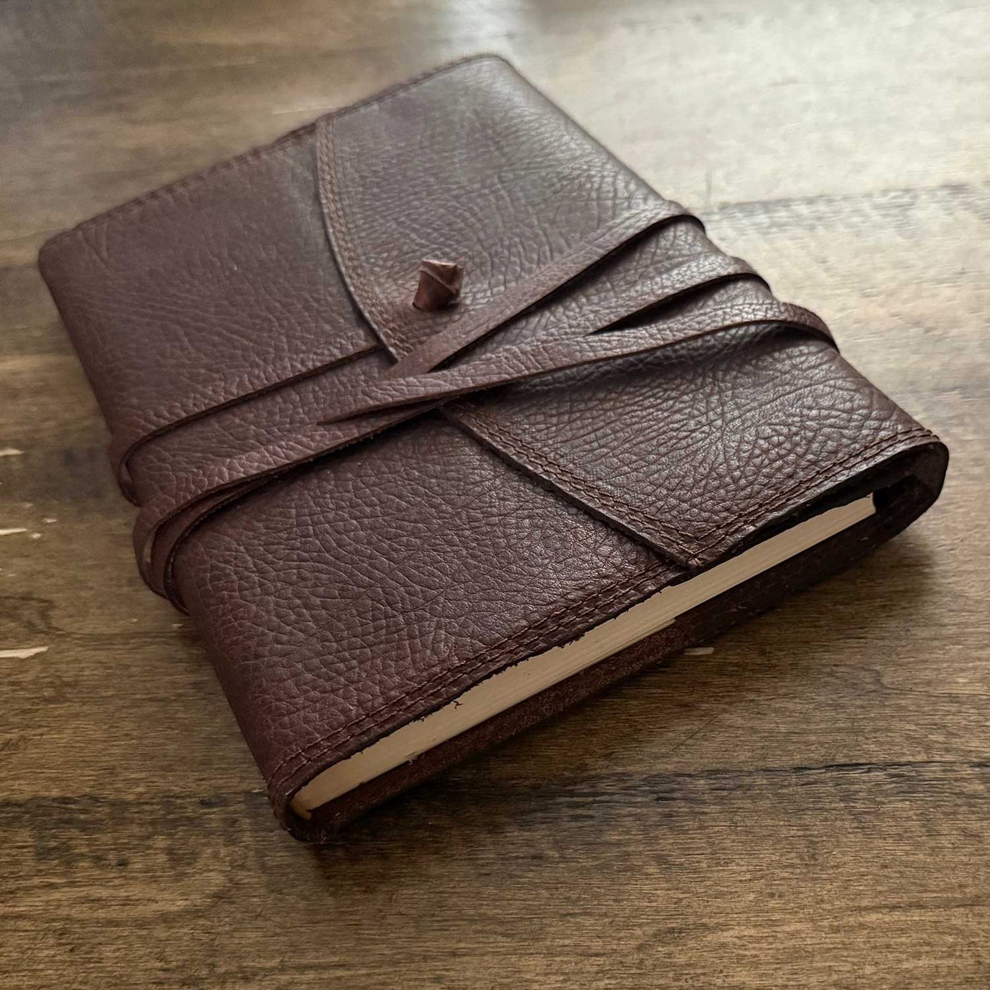 Refillable Leather Journal Unlined 7 x 10 Inches Long Leather Lace / Wrap